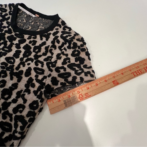 Free People Leopard Print Mini Dress Size S Bodycon Chunky Knit Wool/cotton Blen - Picture 8 of 9